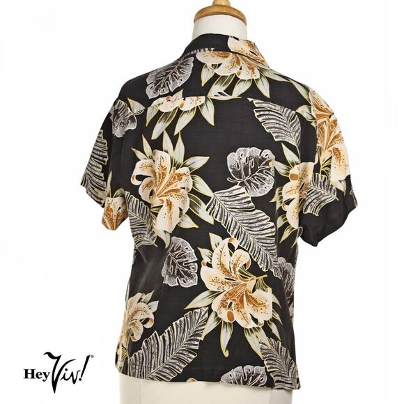 Vintage Womens Hilo Hattie Hawaiian Shirt Silk Print Size M B38 W36 - Hey Viv - Picture 3 of 6